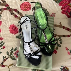 Jaqueline Ferrar Jeweled Satin Sandals